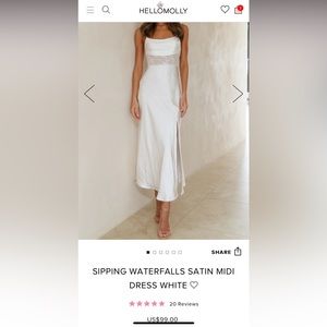 Hello Molly satin midi white dress, worn once, like brand new